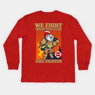 BULLDOG FIRE FIGHTER Kids Long Sleeve T-Shirt